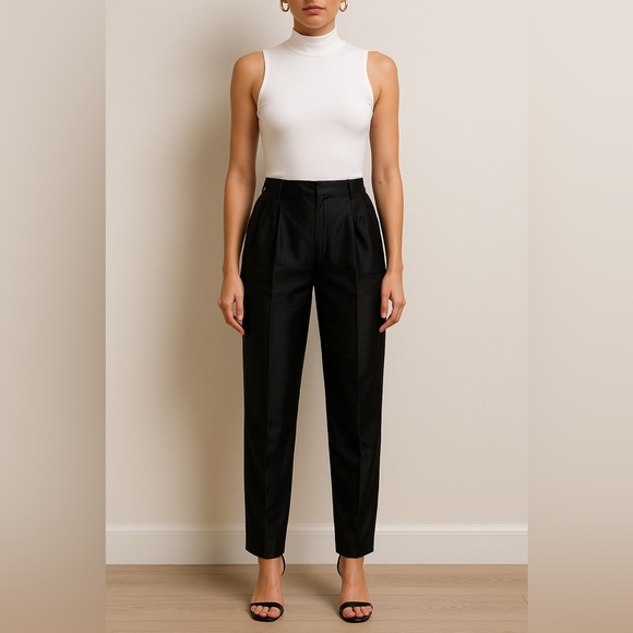 Rena Rowan Pants - Vintage Rena Rowan 100% Silk Pleated Trousers | Size 14 | High Rise, W: 32”